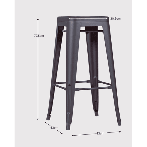 Banqueta metálica em aço lacado (76cm) - Bistro