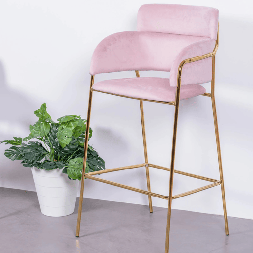 Banqueta de design estofada em veludo e pernas douradas - Cruiser
