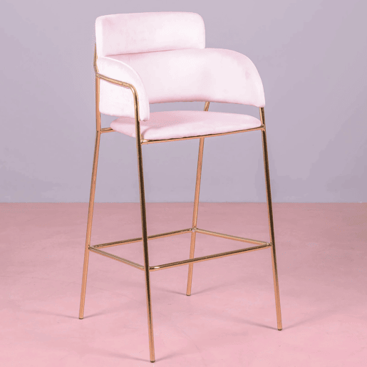 Banqueta de design estofada em veludo e pernas douradas - Cruiser