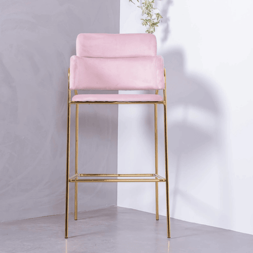 Banqueta de design estofada em veludo e pernas douradas - Cruiser