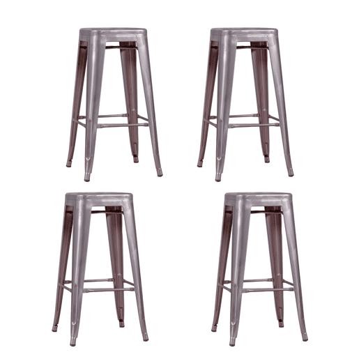 Lote de 4 bancos de metal com 76 cm de altura - Bistro Lote de 4 bancos de metal com 76 cm de altura - Bistro