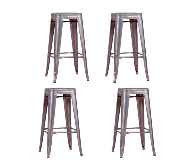 Pack de 4 taburetes metálicos de 76 cm de altura - bistro