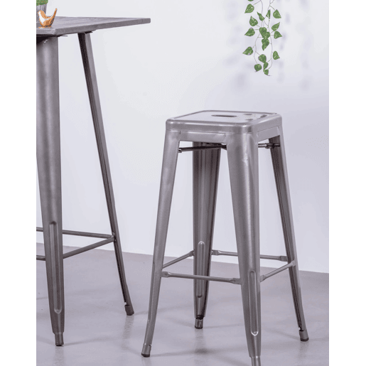 Lote de 4 bancos de metal com 76 cm de altura - Bistro Lote de 4 bancos de metal com 76 cm de altura - Bistro