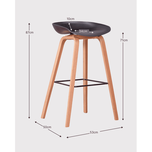 Banqueta nórdica com pés em madeira de faia (75cm) - Daxer