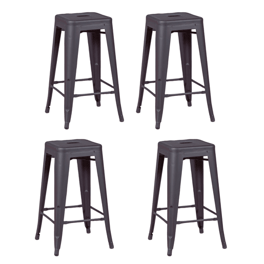 Lote de 4 bancos de metal com 66 cm de altura - Bistro