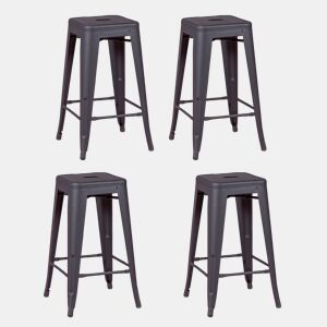 Lote de 4 bancos de metal com 66 cm de altura - Bistro