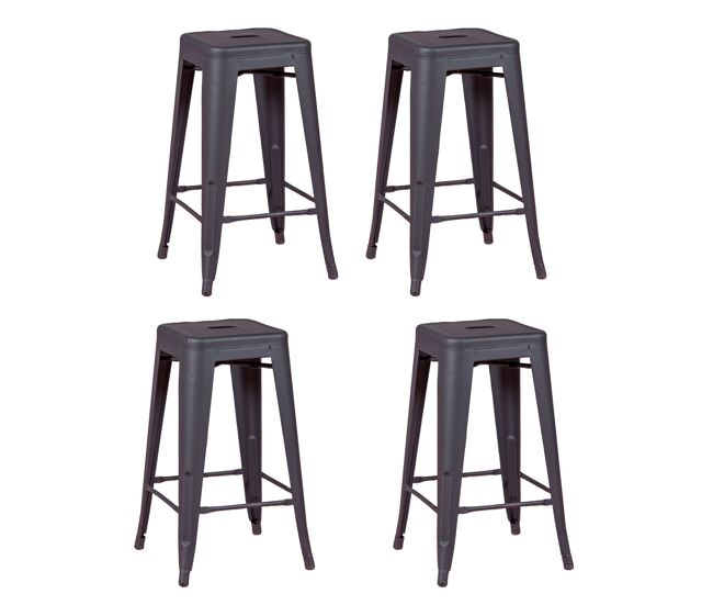 Pack de 4 taburetes metálicos de 66 cm de altura - bistro
