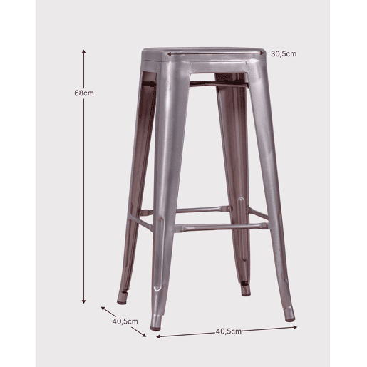 Lote de 4 bancos de metal com 66 cm de altura - Bistro