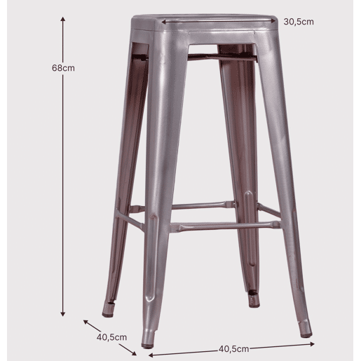 Banqueta empilhável de metal em aço (68cm) - Bistro