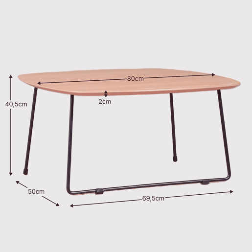 Mesa de centro quadrada em Madeira de Carvalho (80x80cm) - Modin