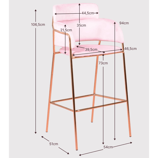 Banqueta de design estofada em veludo e pernas douradas - Cruiser