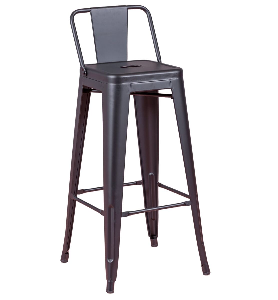 Taburete metálico industrial con respaldo bajo (76cm) - bistro
