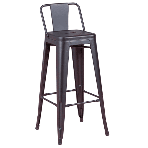 Banqueta industrial de metal com encosto baixo (76cm) - Bistro
