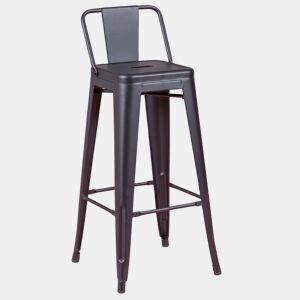 Banqueta industrial de metal com encosto baixo (76cm) - Bistro