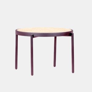 Mesa de centro retrô com detalhes em rattan natural (60cm) - North
