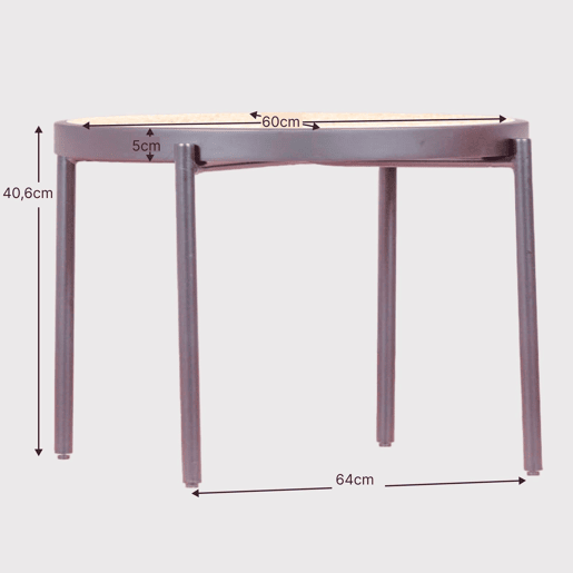 Mesa de centro retrô com detalhes em rattan natural (60cm) - North