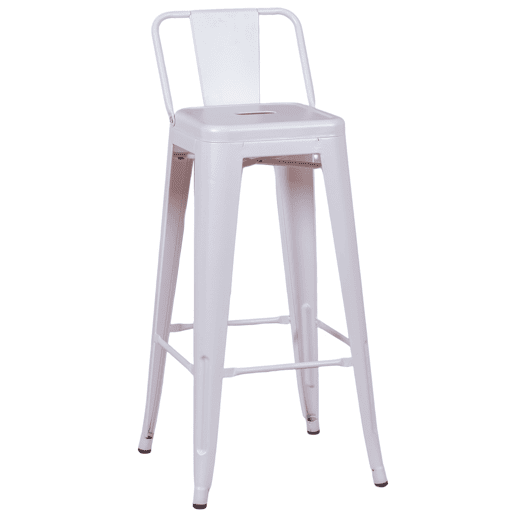 Banqueta industrial de metal com encosto baixo (76cm) - Bistro