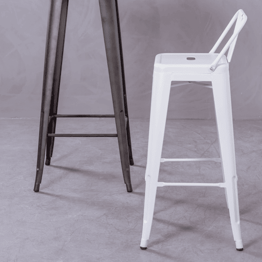Banqueta industrial de metal com encosto baixo (76cm) - Bistro