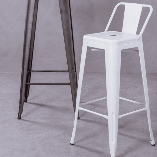 Banqueta industrial de metal com encosto baixo (76cm) - Bistro