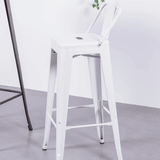 Banqueta industrial de metal com encosto baixo (76cm) - Bistro