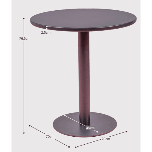 Mesa alta industrial em aço com 76 cm de altura - Brandon
