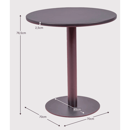 Mesa alta industrial em aço com 76 cm de altura - Brandon