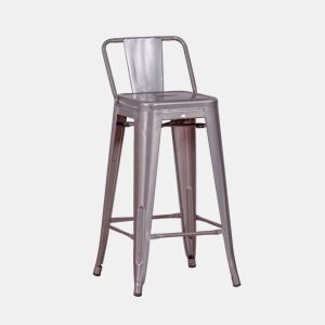 Banqueta industrial de metal com encosto baixo (66cm) - Bistro