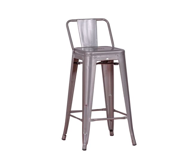 Taburete industrial metálico con respaldo bajo (66cm) - bistro