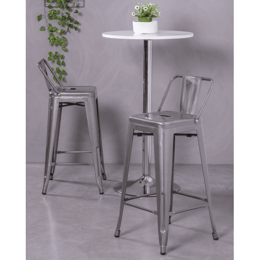 Banqueta industrial de metal com encosto baixo (66cm) - Bistro Banqueta industrial de metal com encosto baixo (66cm) - Bistro