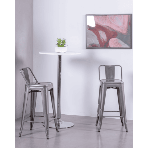Banqueta industrial de metal com encosto baixo (66cm) - Bistro Banqueta industrial de metal com encosto baixo (66cm) - Bistro