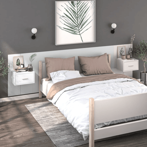 vidaXL Mesa de cabeceira montagem na parede branco