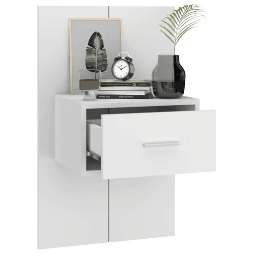 vidaXL Mesa de cabeceira montagem na parede branco