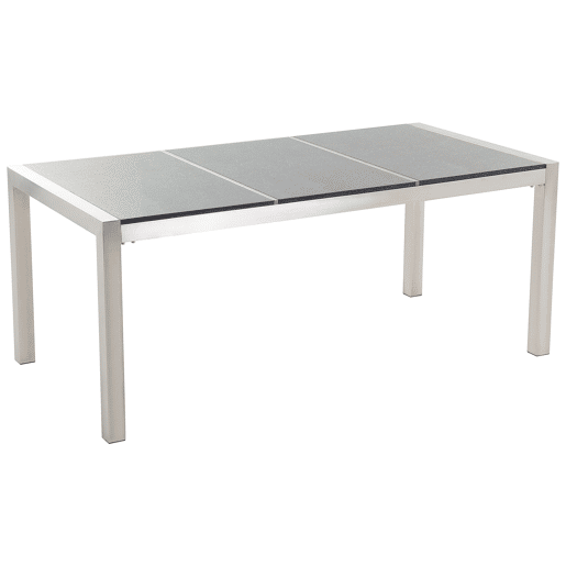 Conjunto de refeições de jardim 6 lugares GROSSETO Placa tripla Granito Polido Cinzento