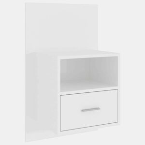 vidaXL Mesa de cabeceira montagem na parede branco brilhante
