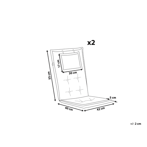 Conjunto de 2 almofadas de encostoassento MAUI 40 x 54 cm Branco creme