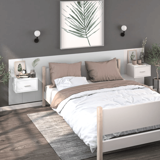 vidaXL Mesas de cabeceira montagem na parede 2 pcs branco