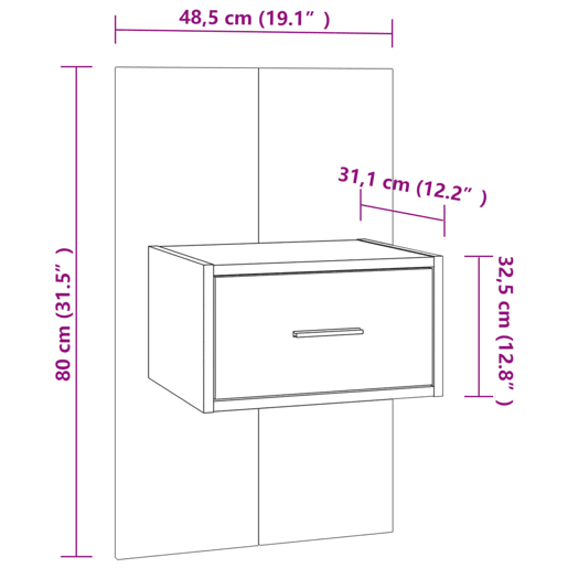 vidaXL Mesas de cabeceira montagem na parede 2 pcs branco