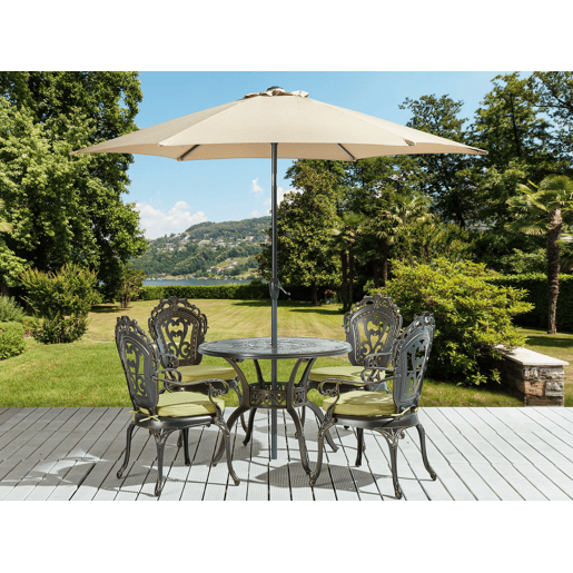 Conjunto de refeições de jardim 4 lugares SAPRI com guarda-sol (16 opções) Metal Castanho escuro