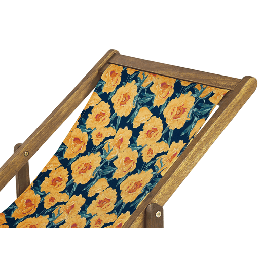 Conjunto de 2 cadeiras de praia dobráveis ANZIO com tecidos de substituição Motivo floral Madeira de acácia Castanho claro