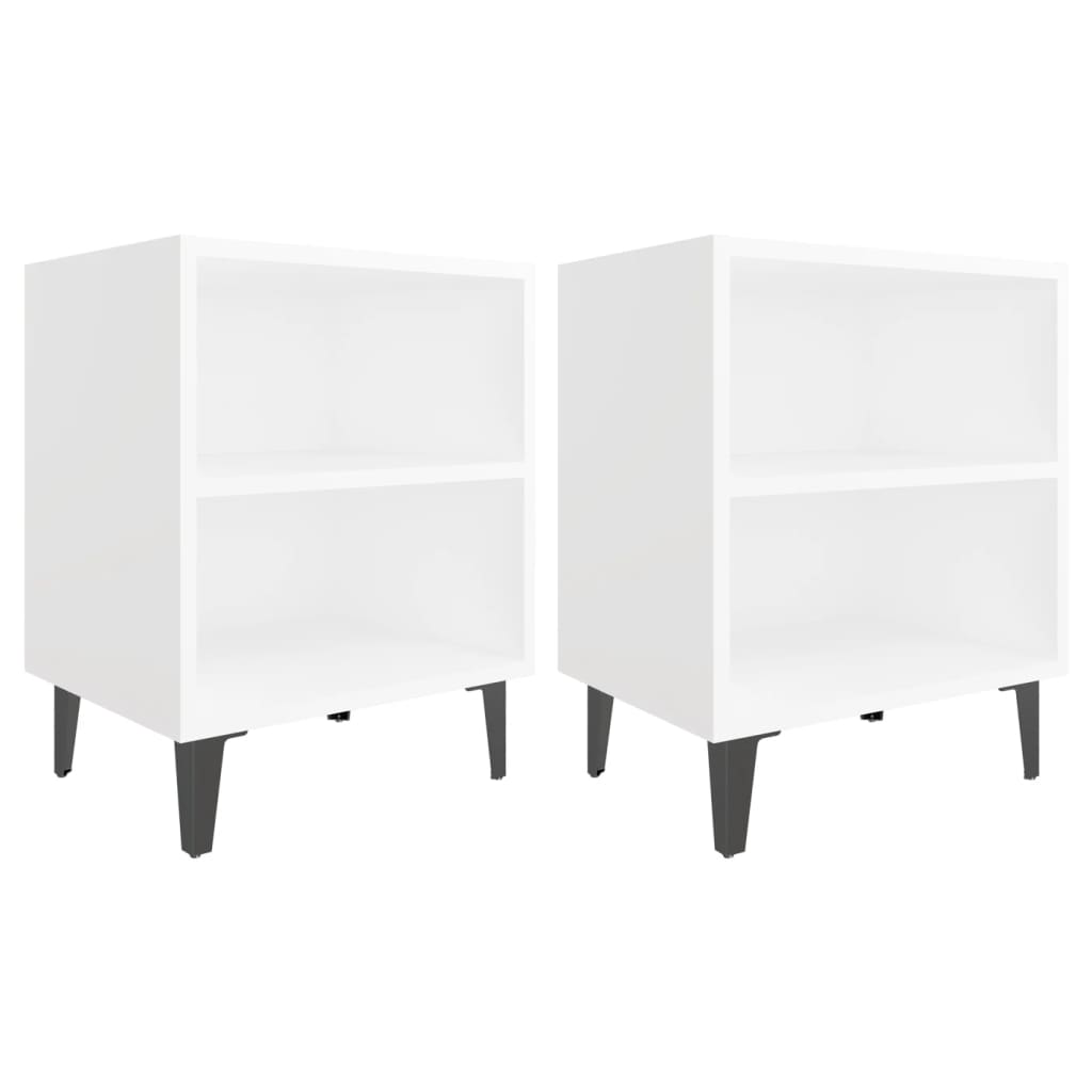 vidaxl mesitas de noche con patas de metal 2 uds blanco 40x30x50 cm