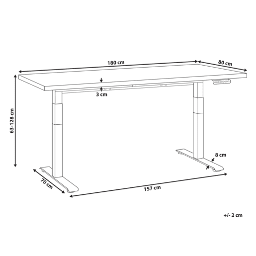 Secretária de pé ajustável eletricamente DESTINES Branco 180 cm 80 cm