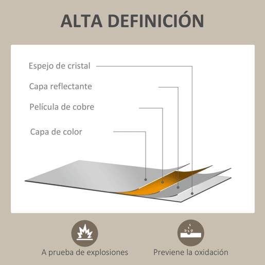 HOMCOM Espelho de Parede Decorativo 50x70 cm Espelho Retangular Espelho de Casa de Banho com 4 Ganchos Metálicos Estilo Moderno para Sala Quarto Entrada Preto