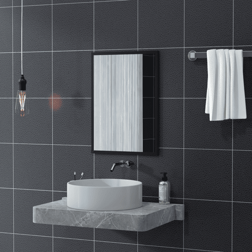 HOMCOM Espelho de Parede Decorativo 50x70 cm Espelho Retangular Espelho de Casa de Banho com 4 Ganchos Metálicos Estilo Moderno para Sala Quarto Entrada Preto