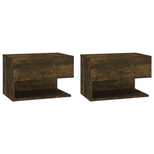 vidaXL Mesas de cabeceira montagem na parede 2 pcs carvalho fumado vidaXL Mesas de cabeceira montagem na parede 2 pcs carvalho fumado