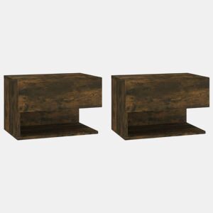vidaXL Mesas de cabeceira montagem na parede 2 pcs carvalho fumado