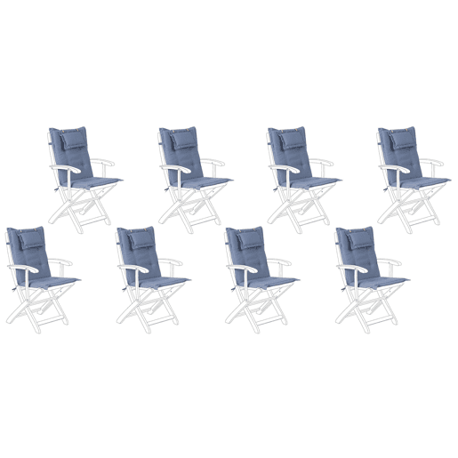 Conjunto de 8 almofadas de encostoassento MAUI 40 x 54 cm Azul