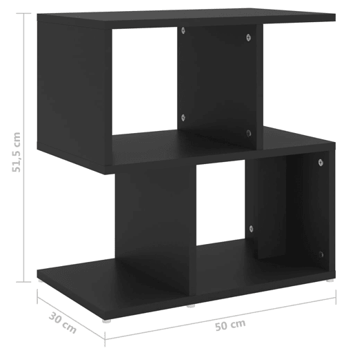 vidaXL Mesa de cabeceira 50x30x51,5 cm derivados de madeira preto
