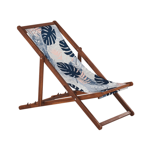 Conjunto de 2 cadeiras de praia dobráveis ANZIO com tecidos de substituição Motivo floral Madeira de acácia Castanho escuro