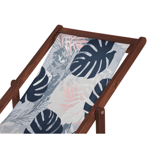 Conjunto de 2 cadeiras de praia dobráveis ANZIO com tecidos de substituição Motivo floral Madeira de acácia Castanho escuro