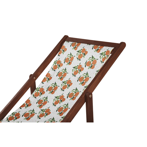 Conjunto de 2 cadeiras de praia dobráveis ANZIO com tecidos de substituição Motivo floral Madeira de acácia Castanho escuro
